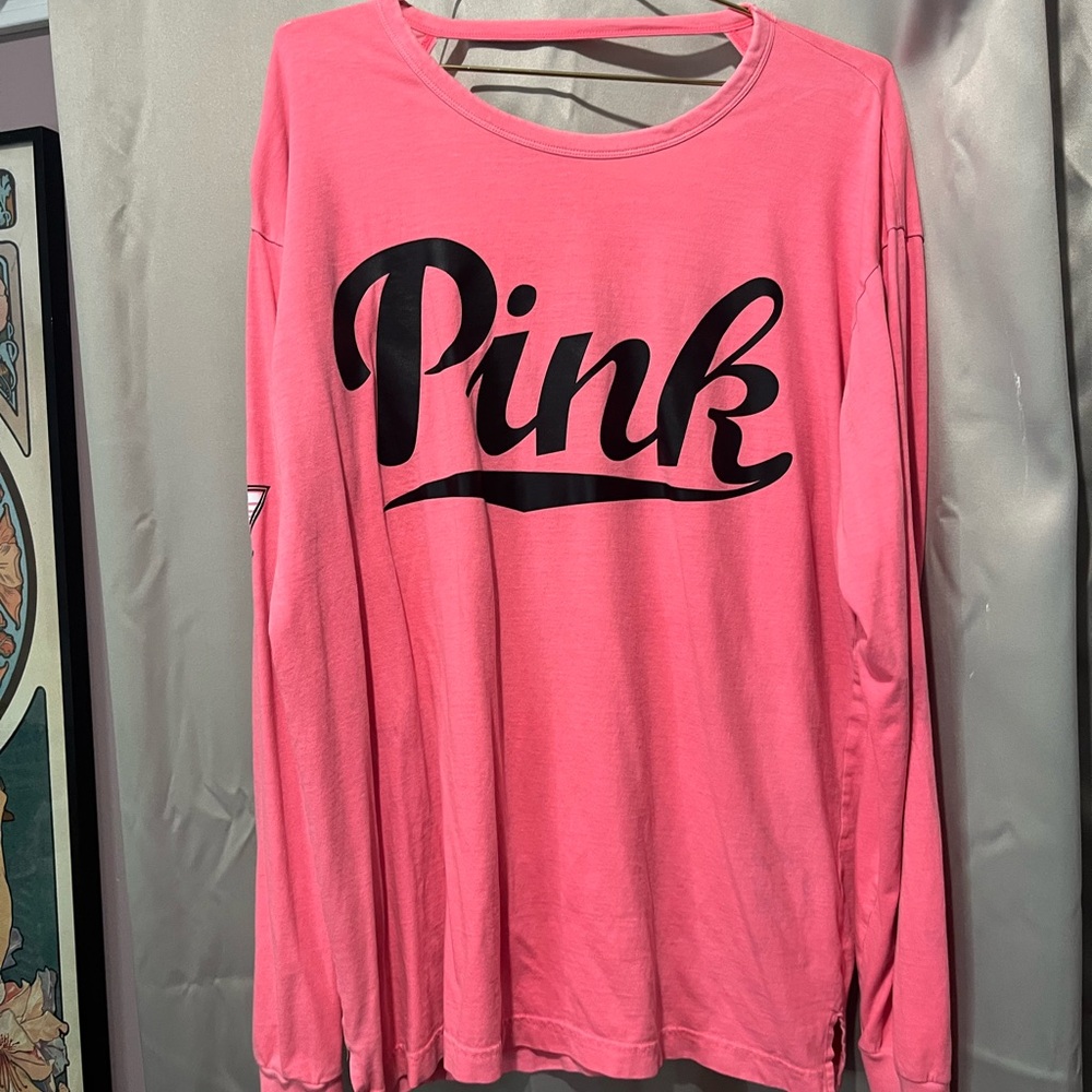 PINK Victoria's Secret Bright Pink Long Sleeve Tee